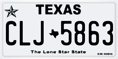 TX license plate CLJ5863
