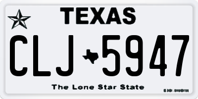 TX license plate CLJ5947