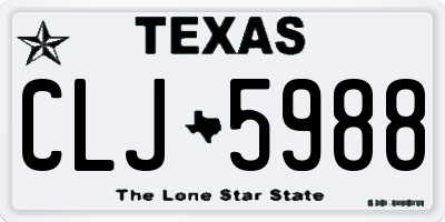 TX license plate CLJ5988
