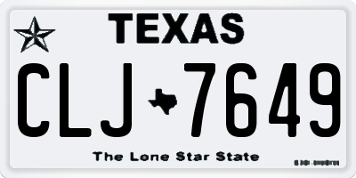 TX license plate CLJ7649