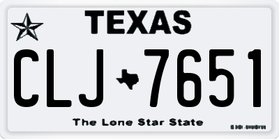 TX license plate CLJ7651
