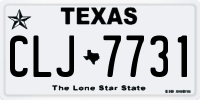 TX license plate CLJ7731
