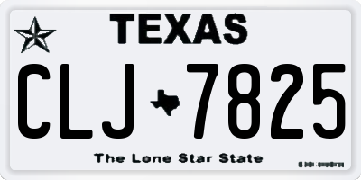 TX license plate CLJ7825