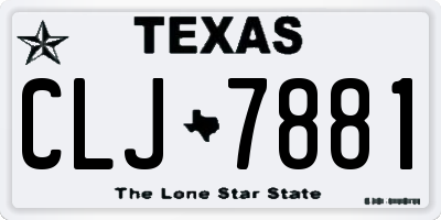 TX license plate CLJ7881