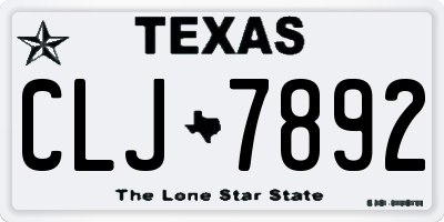 TX license plate CLJ7892