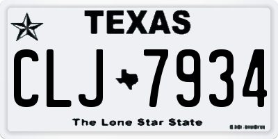 TX license plate CLJ7934