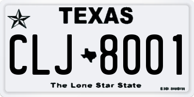 TX license plate CLJ8001