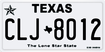 TX license plate CLJ8012