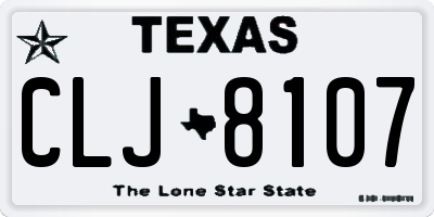 TX license plate CLJ8107