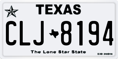 TX license plate CLJ8194