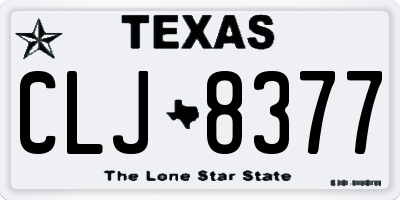 TX license plate CLJ8377