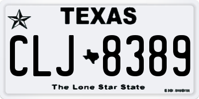 TX license plate CLJ8389