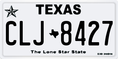 TX license plate CLJ8427