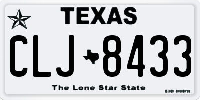 TX license plate CLJ8433