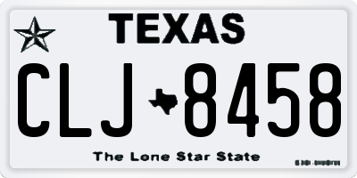 TX license plate CLJ8458