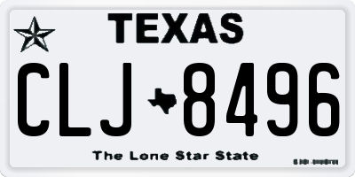 TX license plate CLJ8496