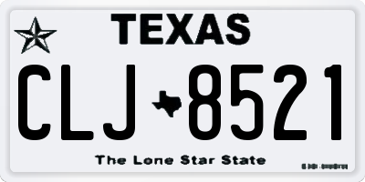 TX license plate CLJ8521