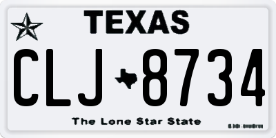 TX license plate CLJ8734