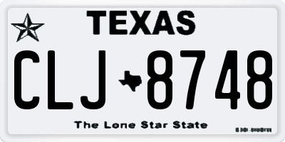 TX license plate CLJ8748