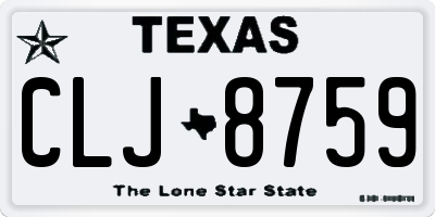 TX license plate CLJ8759