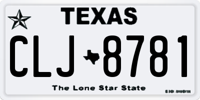 TX license plate CLJ8781