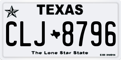 TX license plate CLJ8796