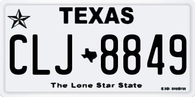 TX license plate CLJ8849