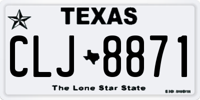 TX license plate CLJ8871