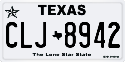 TX license plate CLJ8942