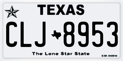 TX license plate CLJ8953
