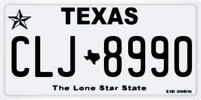 TX license plate CLJ8990