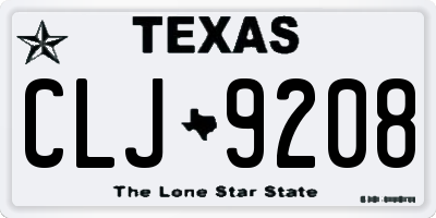 TX license plate CLJ9208
