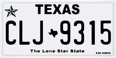 TX license plate CLJ9315