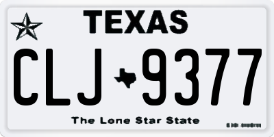 TX license plate CLJ9377