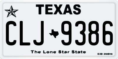 TX license plate CLJ9386