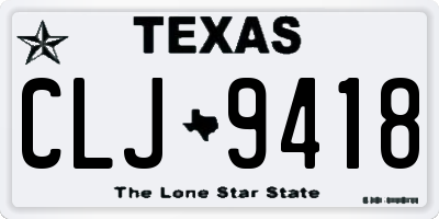 TX license plate CLJ9418
