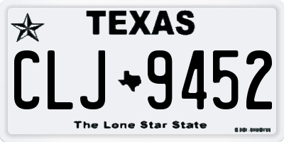 TX license plate CLJ9452