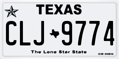 TX license plate CLJ9774