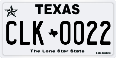 TX license plate CLK0022