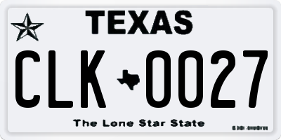 TX license plate CLK0027