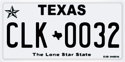 TX license plate CLK0032
