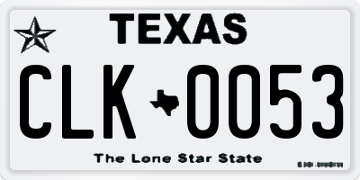 TX license plate CLK0053