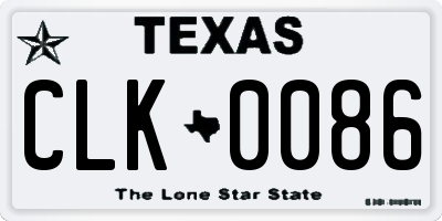 TX license plate CLK0086
