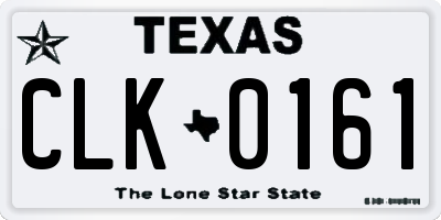 TX license plate CLK0161