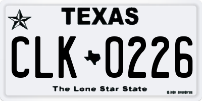 TX license plate CLK0226
