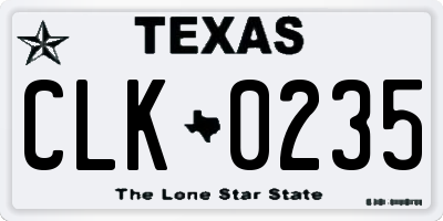 TX license plate CLK0235