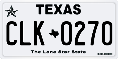 TX license plate CLK0270