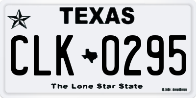 TX license plate CLK0295