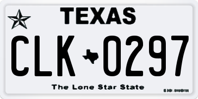 TX license plate CLK0297