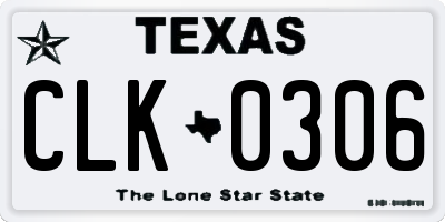 TX license plate CLK0306